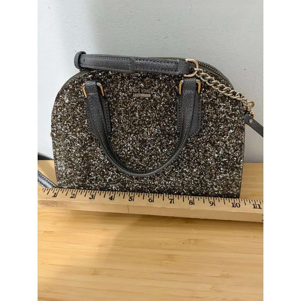 Kate Spade Glimmer Small Satchel Gold Glitter Crossbody Holiday Party Purse